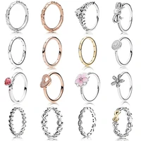 16 style women silver color rings with rose gold flower lucky eight crystal ring for women jewelry