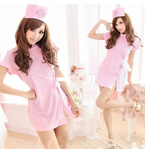 Сексуальное женское белье белый розовый Медсестра равномерное клуб Косплэй