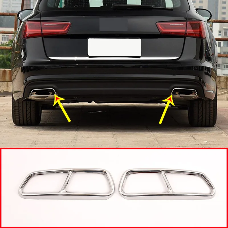 2 шт. хромированная крышка выхлопной трубы из нержавеющей стали для Audi A6 A7 C7 2016 2018