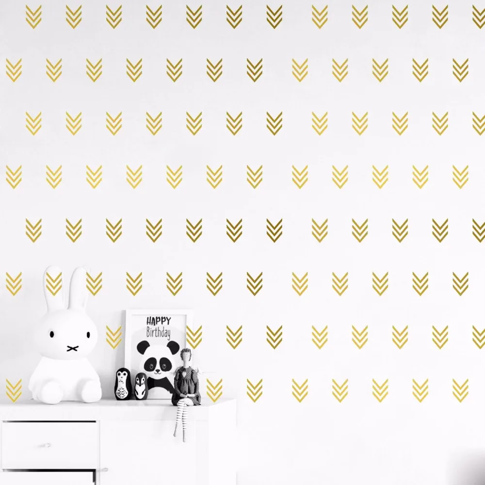 Геометрическая Современная наклейка со стрелками золотые тройные стрелы