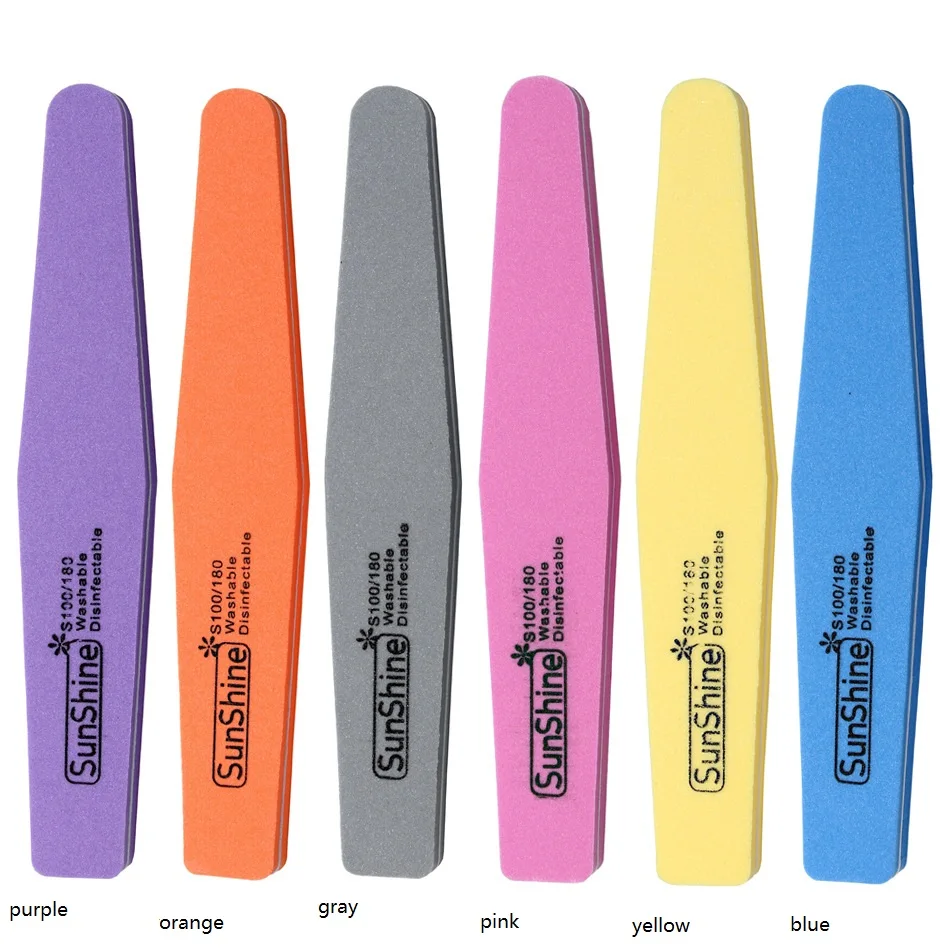 

30Pcs 6 Colors Mixed pack Rhombus Double Side Nail Files Buffer 100/180 Polishing Tool Nail Files Sanding Nail Art Tool