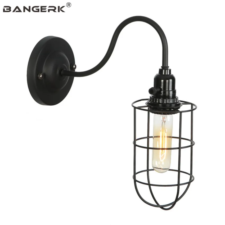 

Industrial Retro Wall Lamp LED 110V~220V Loft Switch Iron Cage Edison Sconce Wall Lights Antique Home Decor Lighting Fixtures