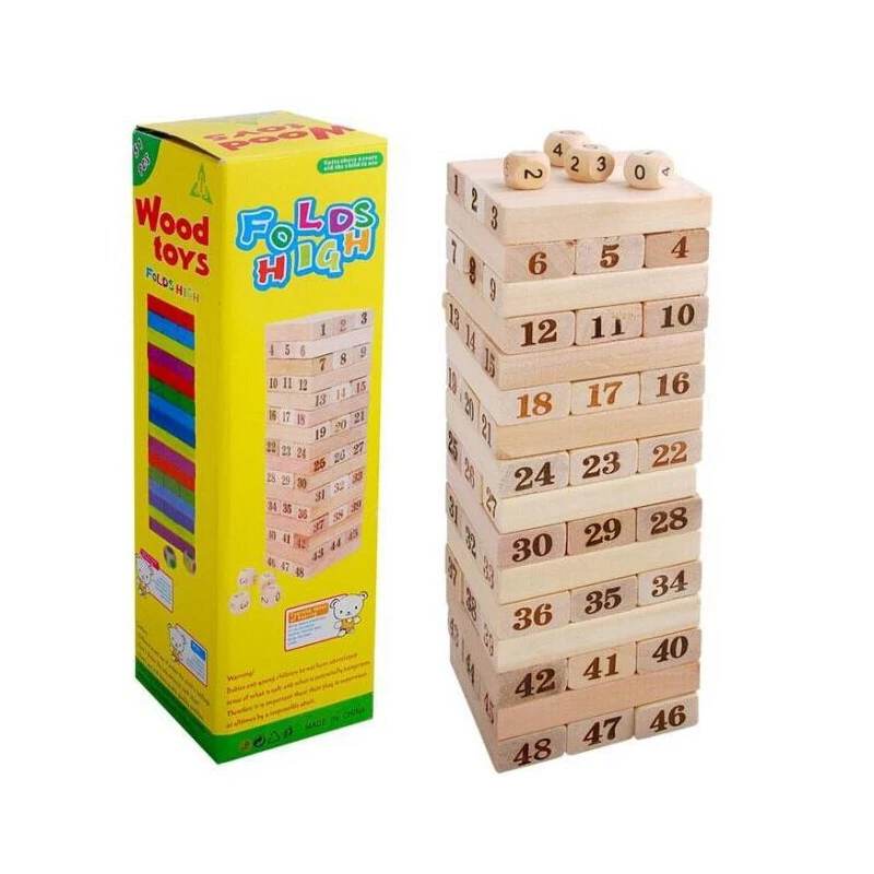 Деревянные детские строительные блоки игрушки 48 капсул многослойные цифровая
