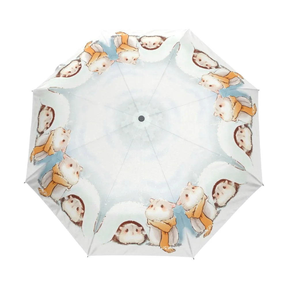 

Ultra-light So Cute Hamster Children Rain Umbrella Lovely Animal Automatic Three Folding Umbrella for Women Windproof Umbrellas