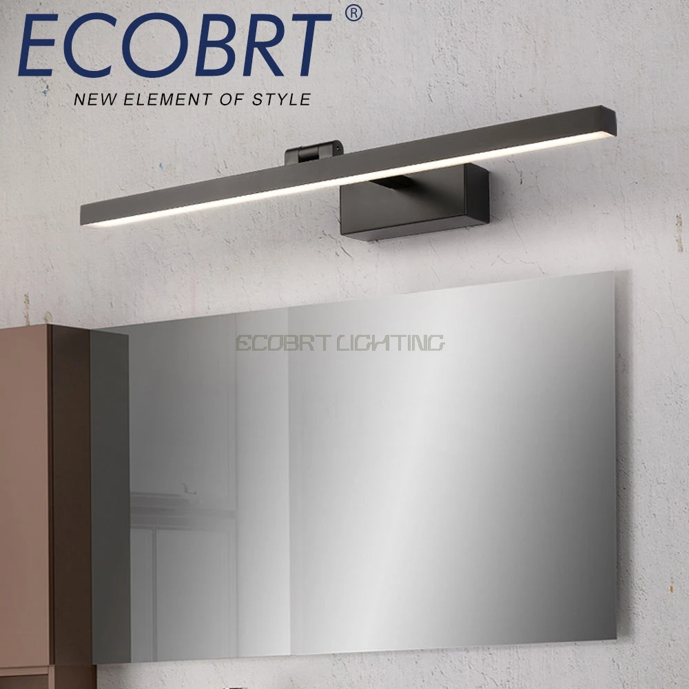 ECOBRT, современные светодиодные лампы для ванной комнаты, настенные светильники в спальню, черный дисплей для макияжа, настенные светильники, бра