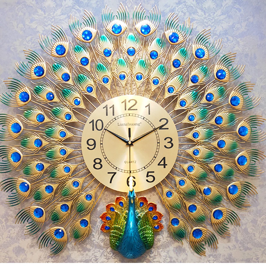 Peacock Modern Wall Clock Living Room Creative Metal Digital Decor Reloj Home Decoration Accessories 50C0038 | Дом и сад
