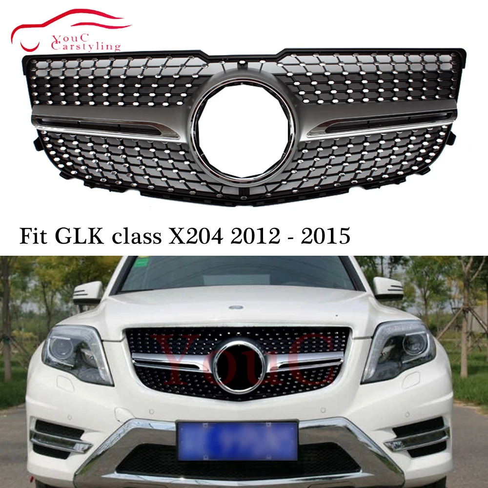 

X204 Diamonds grille Front Bumper Grille Mesh for Mercedes GLK class X204 2012 - 2015 5-door SUV GLK200 GLK250 GLK300 GLK350