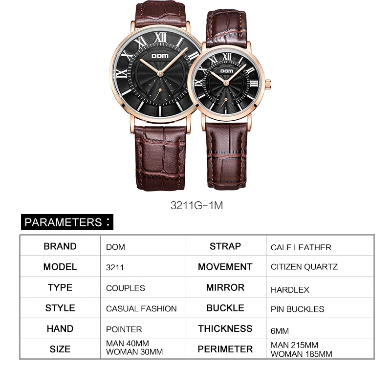 DOM limited edition часы для любимых женских часов мужские водонепроницаемые кварцевые