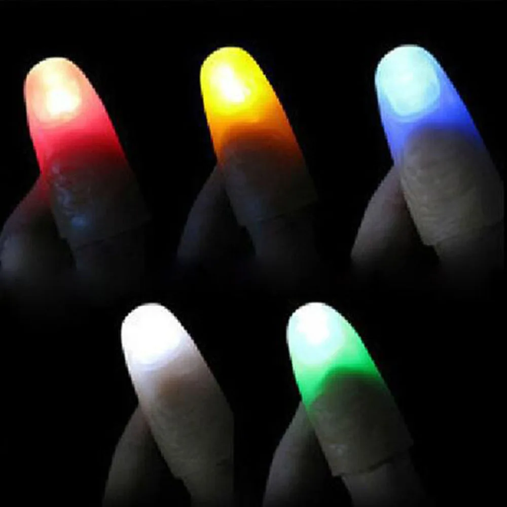 

2Pcs Magic Super Bright LED Light Up Thumbs Fingers Trick Appearing Light Close Up Light-Up Toys