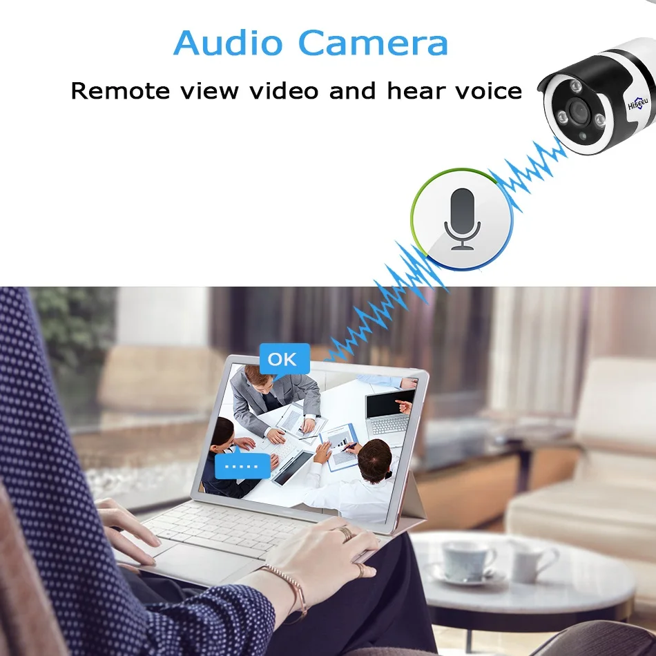 Hiseeu 1080P Беспроводная система видеонаблюдения 4CH сенсорный экран lcd NVR 2MP двухсторонняя аудио ip-камера SD карта Запись комплект видеонаблюдения