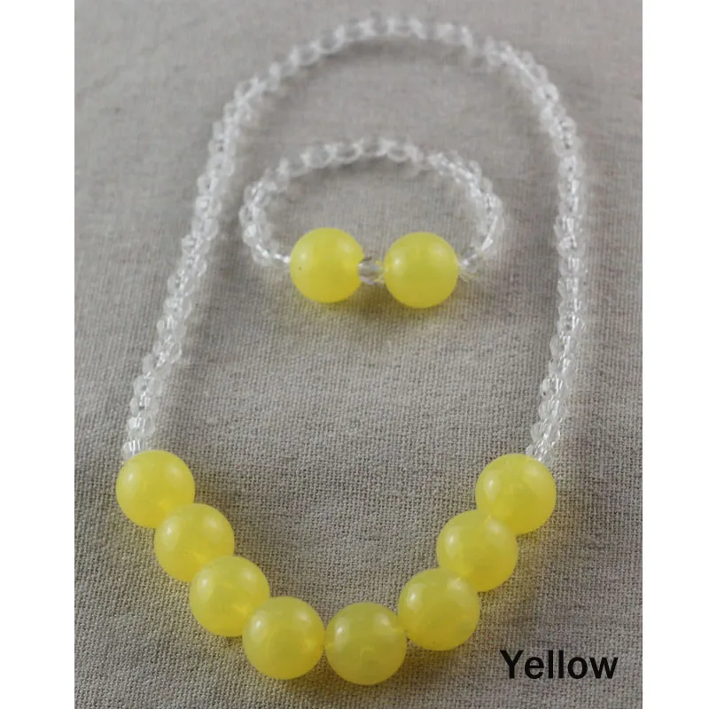 Ожерелье из ярких бусин браслет для маленьких девочек Комплект бижутерии