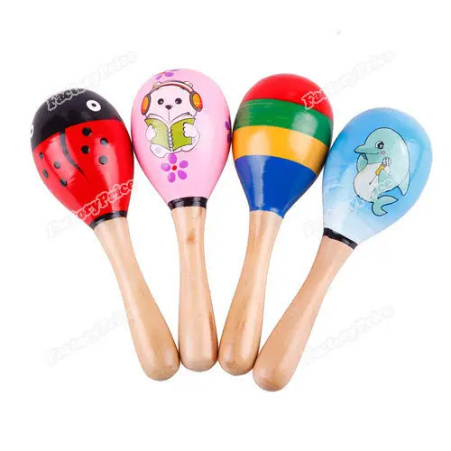 Цветной деревянный Маракас детские музыкальные развивающие Погремушка шейкер