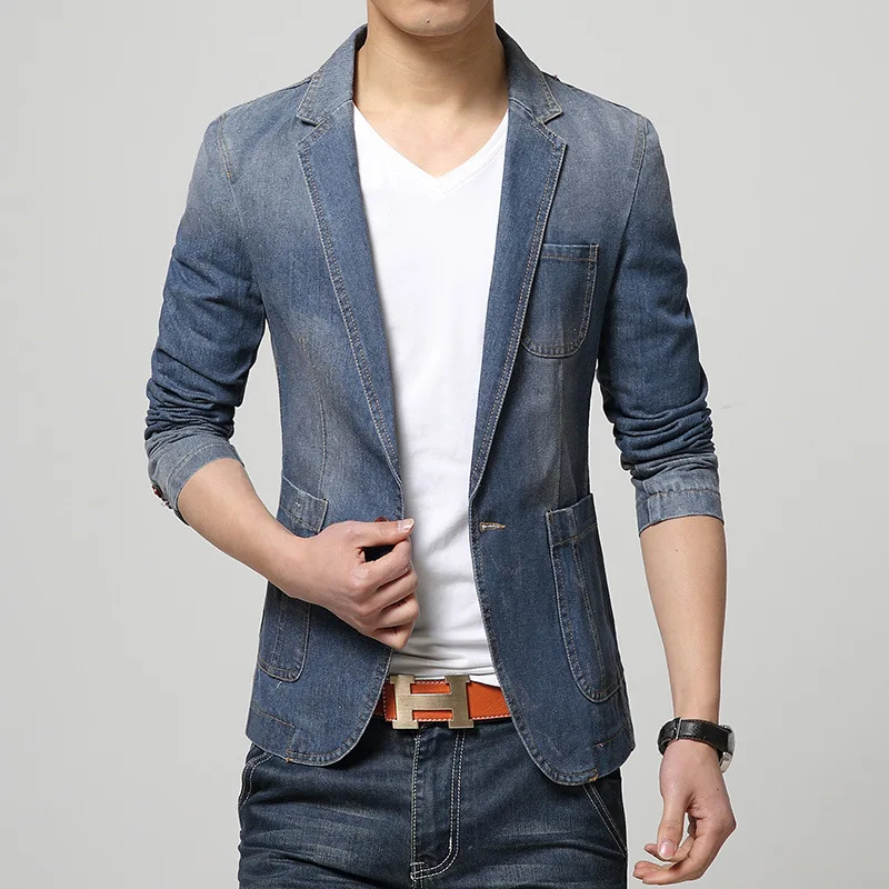 

Men's suit new men denim jacket spring small men's cultivate one's morality leisure suit