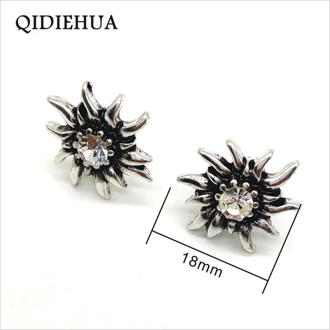 Fashion Brincos New Vintage Silver Edelweiss Stud Earrings For Women Rhinestone Earrings Party Jewelry Earrings Wholesale