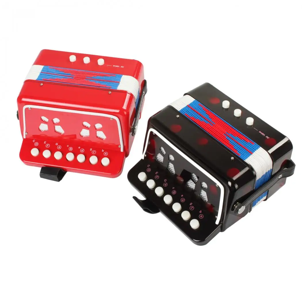 

7 Keys + 3 Buttons Children Kids Button Toy Accordion Black / Red Optional