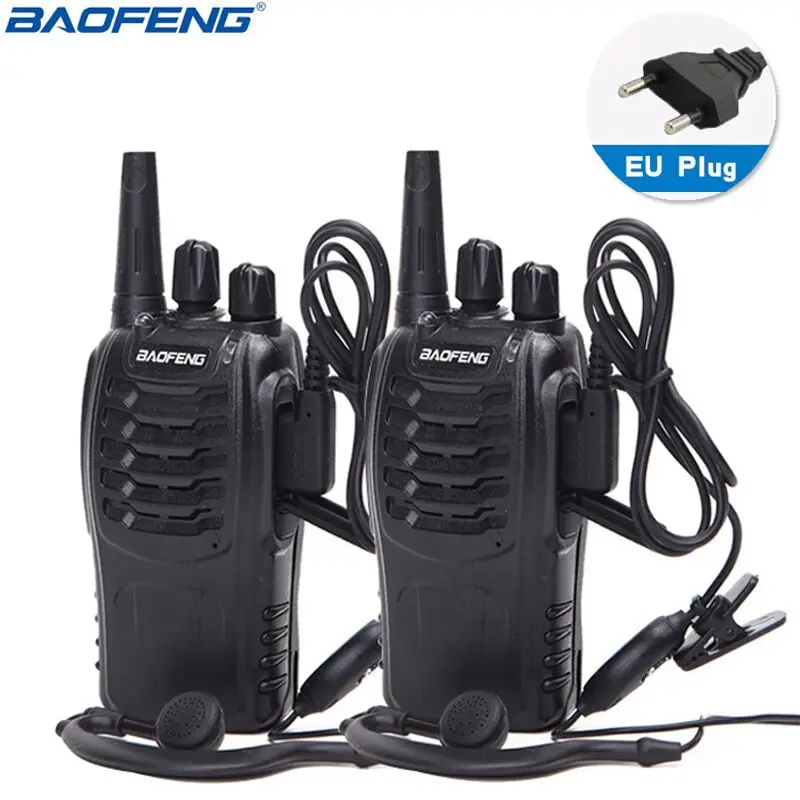 2pcs EU plug 2 шт Baofeng BF-888S портативная рация USB Зарядка адаптер портативное радио CB радио UHF 888S Comunicador трансивер+ 2 наушников - Цвет: 2pcs EU plug