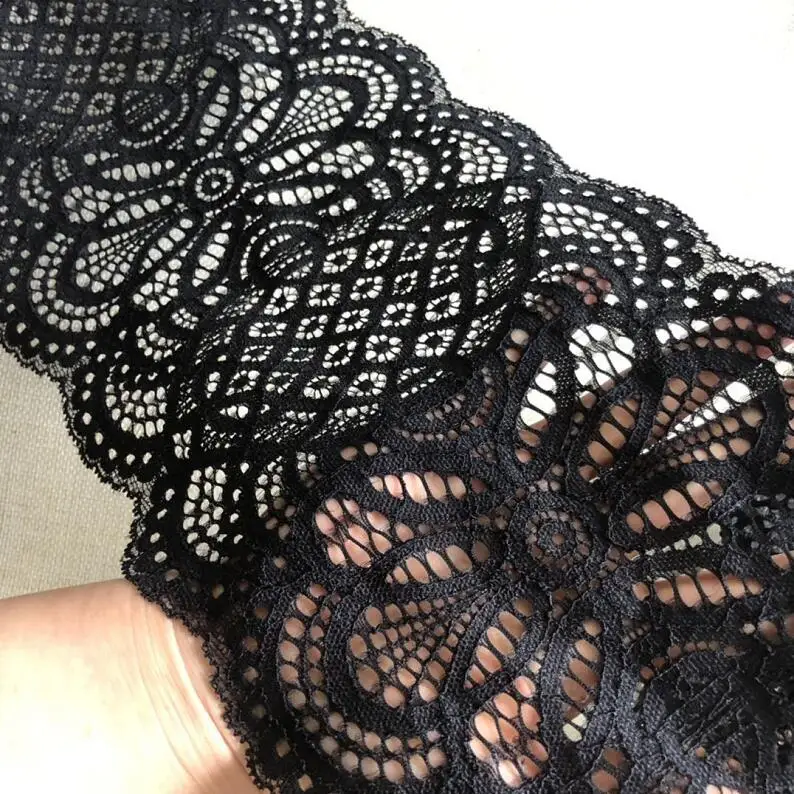 1 ярд 2019 уникальный дизайн черная эластичная кружевная ткань швейная отделка