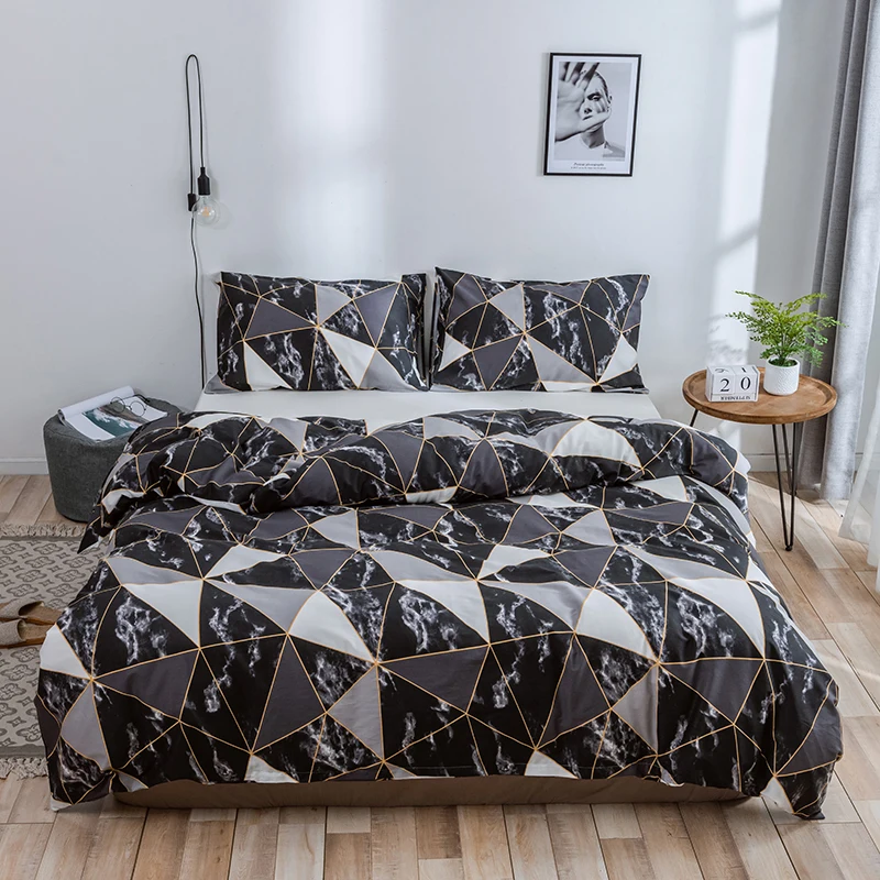 Комплект летнего мягкого постельного белья из 100% хлопка с геометрическим