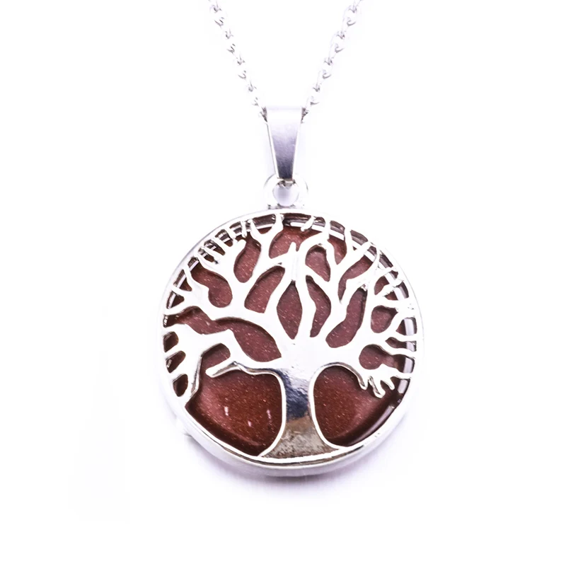 Диаметр 27 мм натуральный камень Дерево жизни Ожерелья Подвески Розовый кварц белый кристалл лазурит тигровый глаз опал Neklace