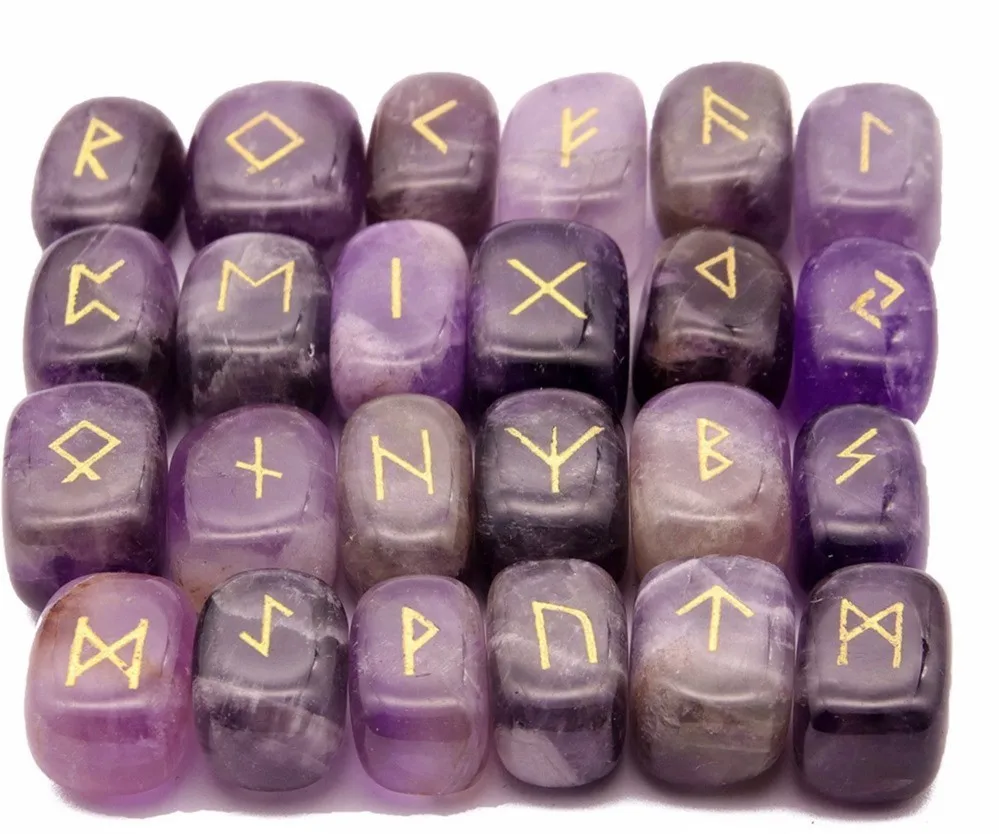 Natural amethyst Гадание камень украшение натуральный кристалл энергетический камень Руна таротони гадание камень 25 рейки гадания набор - Цвет: Natural amethyst