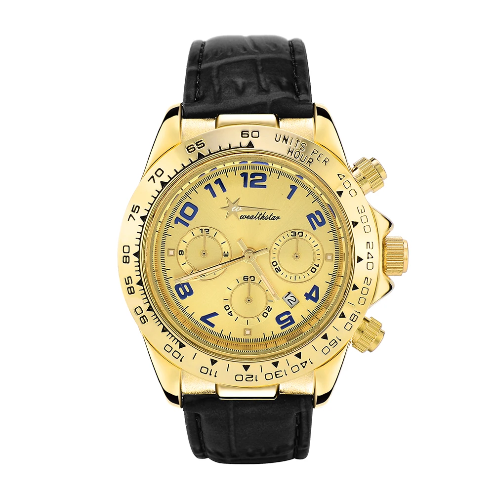 WEALTHSTAR для мужчин Автоматическая Дата Модные кварцевые часы Топ Брендовые