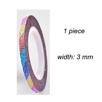 Colorful 3mm 10 цветов клейкая лента для ногтей рулон 3 ширины рулон ленты для ногтей с блестящим украшением цветная лента для ногтей линия для нейл-арта LDL - Цвет: Colorful 3mm