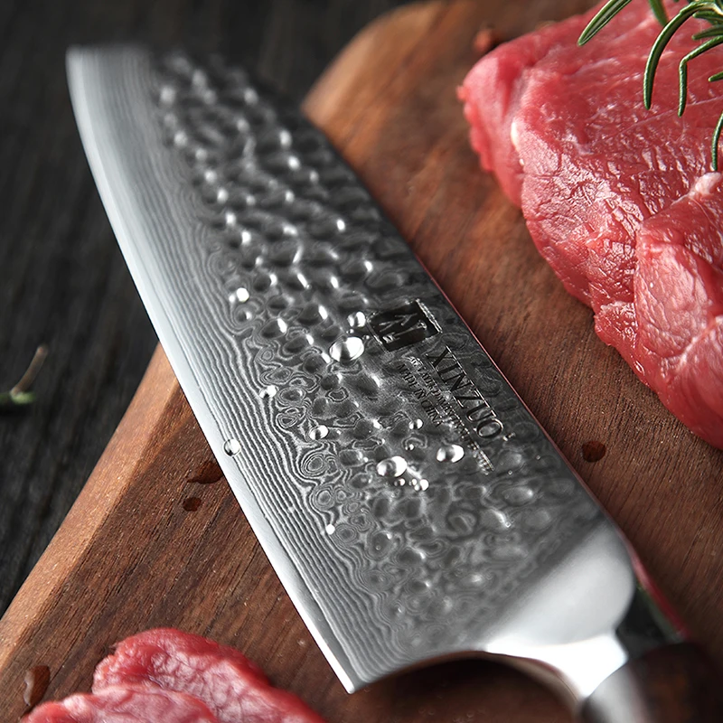 XINZUO " дюймовый нож Santoku японская Дамасская сталь VG10 кухонные ножи шеф-повара с черной ручкой кухонные инструменты из нержавеющей стали
