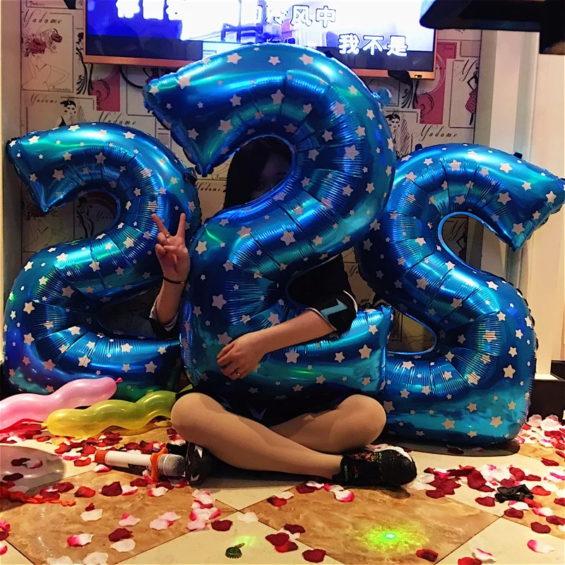 Новинка 40 дюймов милые синие/розовые фотообои 1 фольгированные воздушные шары с