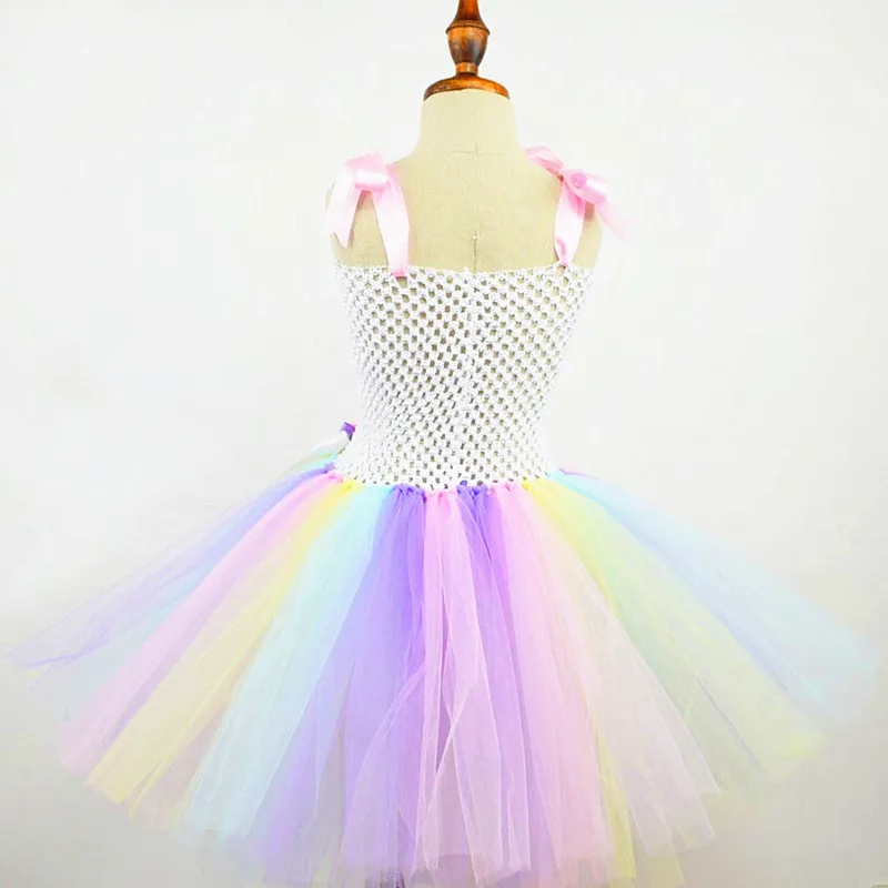 

Pastel Unicorn Tutu Dress Baby Kids Girls Flowers Birthday Masquerade Party Dresses Child Purim Day Halloween Christmas Costume