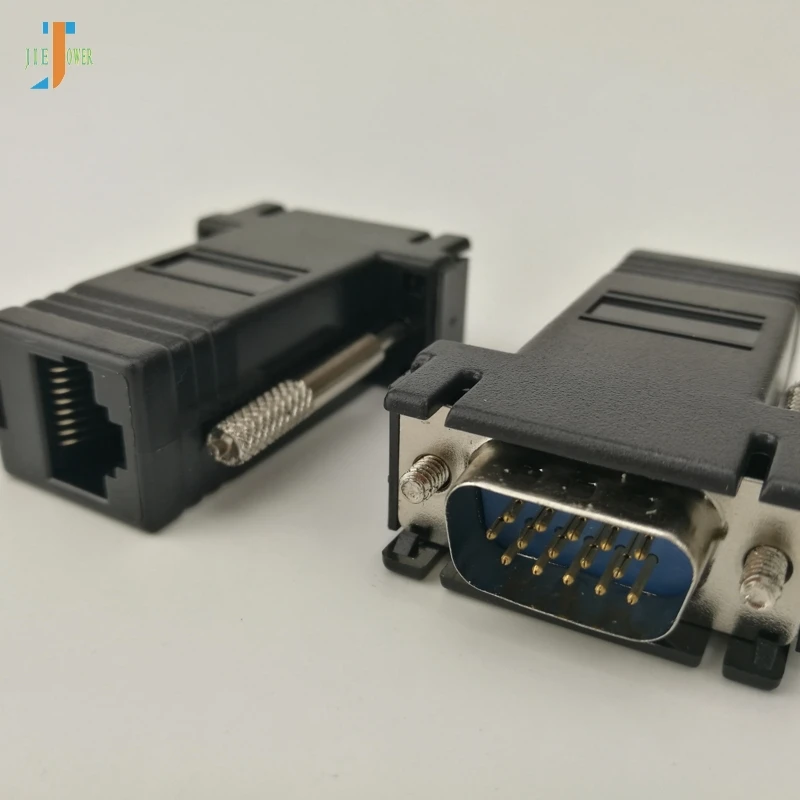 

500 шт./лот, оптовая продажа, разъем VGA на RJ45, новый удлинитель VGA, Женский на Lan Cat5 Cat5e RJ45 Ethernet, Женский адаптер