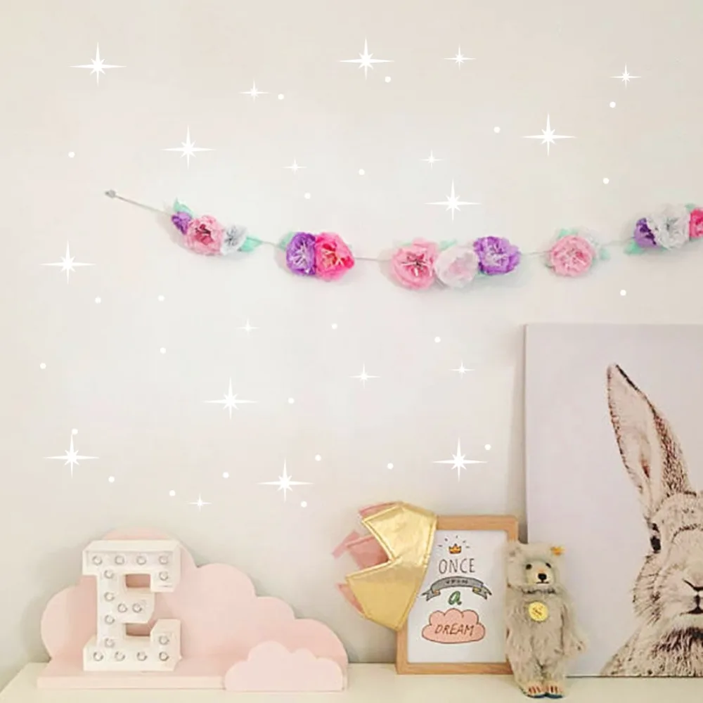 DIY звезды и точки Наклейки на стены для детской комнаты детский фон украшения стены доступны в золотом