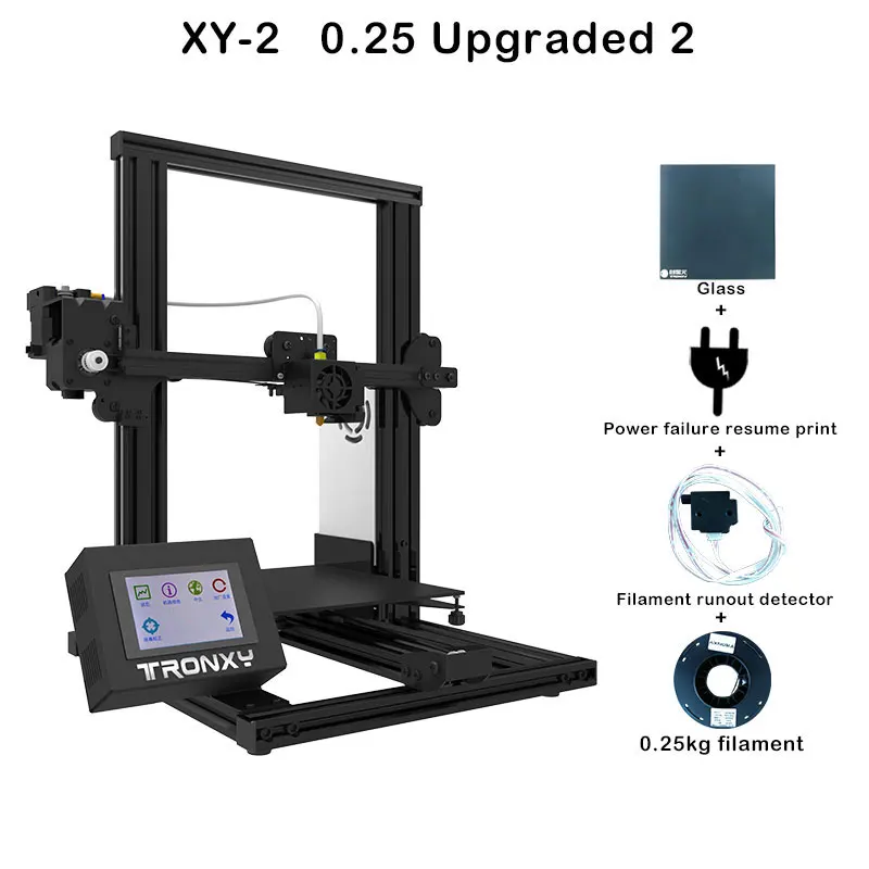 XY-2 0.25 Upgraded 2 Tronxy XY-2 быстрая сборка металлический 3d принтер 220*220*260 мм высокая печать Магнитная Тепловая бумага 3,5 дюймов сенсорный экран - Цвет: XY-2 0.25 Upgraded 2
