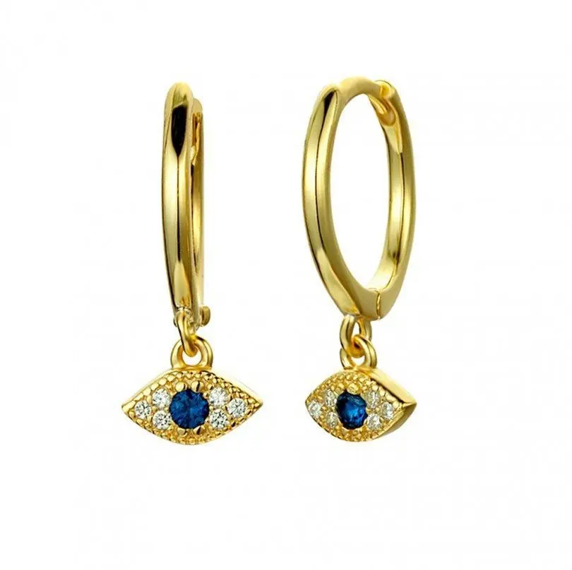 

cute evil eye dangle drop earring Gold filled minimal delicate lovely girl women multi piercing earrings