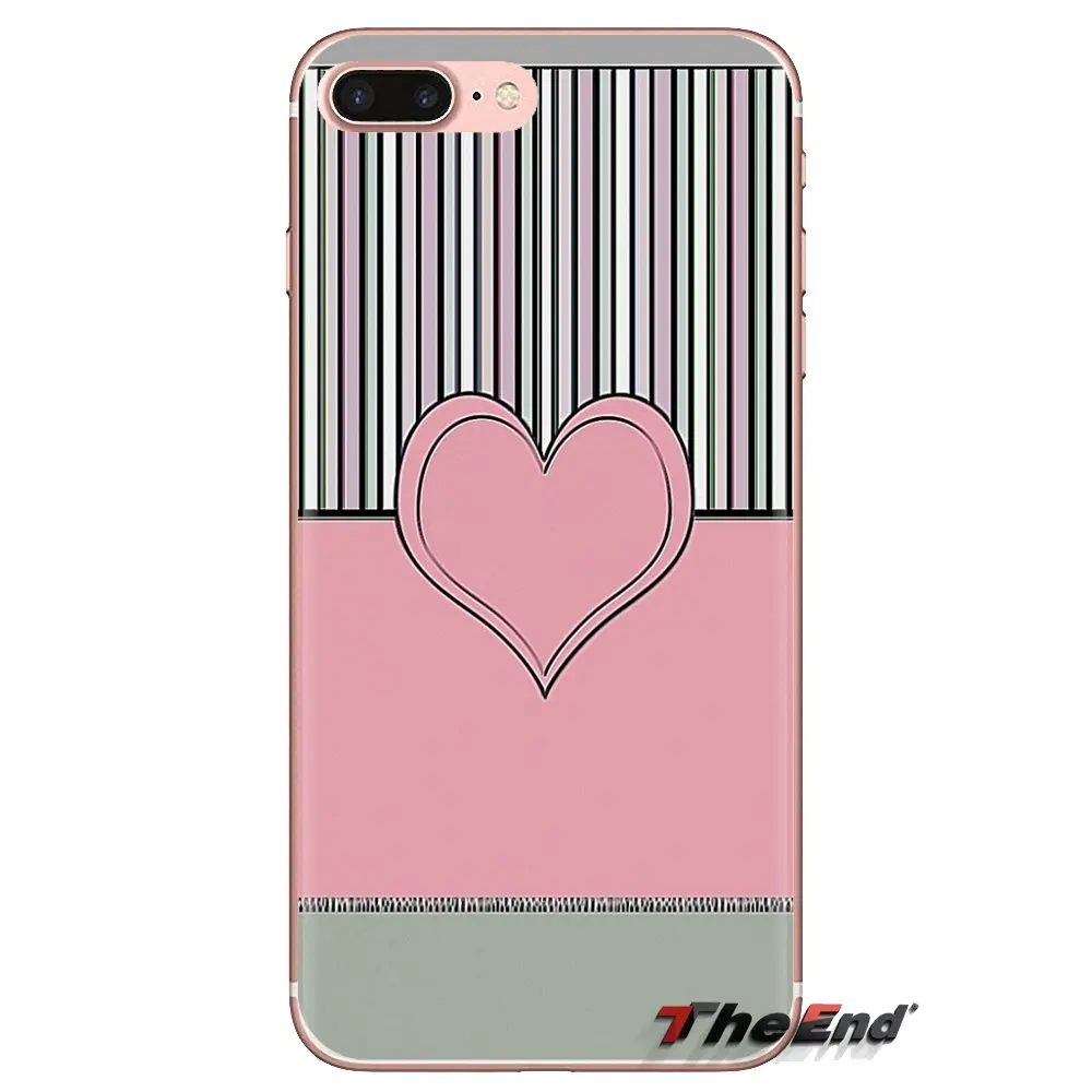 Pink Rose Heart With Stripes Cell Phone Case Cover For LG G3 G4 Mini G5 G6 G7 Q6 Q7 Q8 Q9 V10 V20 V30 X Power 2 3 K10 K4 K8 2017 |
