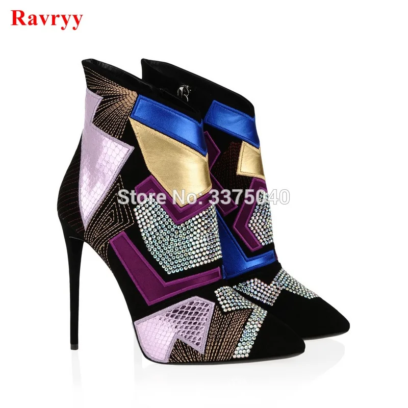 Women black leather open toe ankle boots summer spike heel fashion buckle straps high zippers shoes woman | Обувь