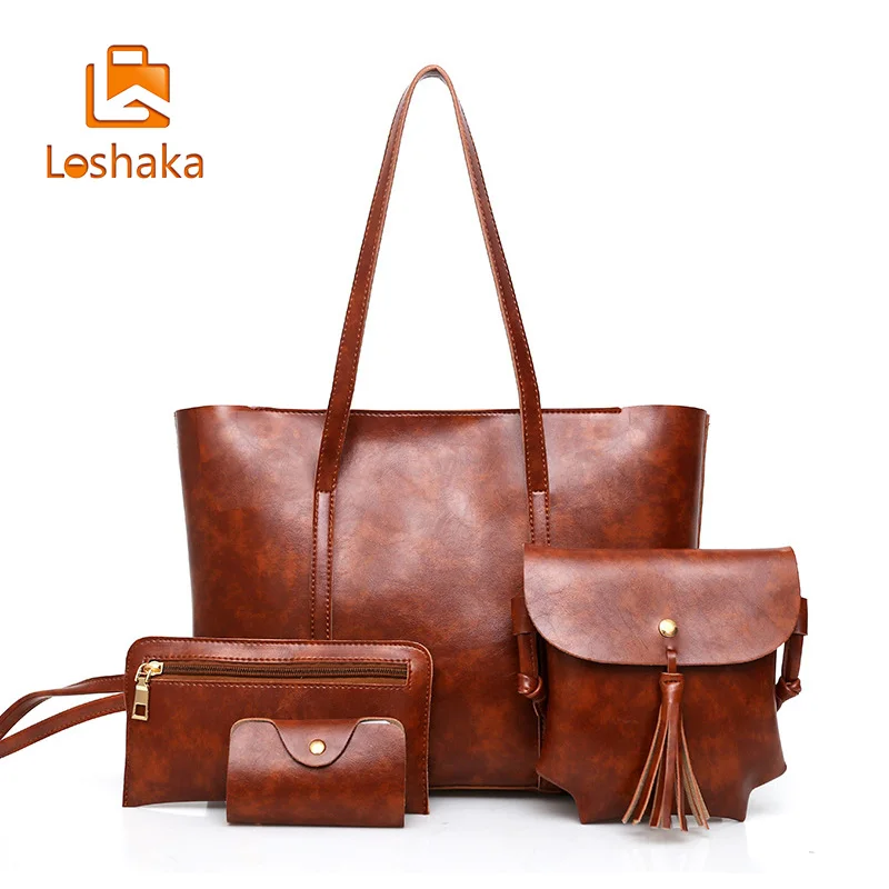 Loshaka 4 шт./компл. кожаная женская сумка брендовая роскошная дизайнерская сумочка
