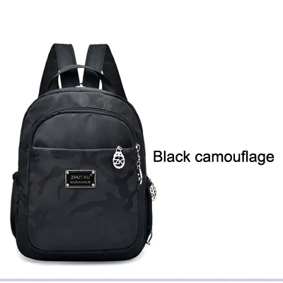 Black camouflage Маленький мини-рюкзак, водонепроницаемый нейлоновый тканевый Оксфорд, двойная сумка через плечо, милые школьные сумки, многофункциональный нагрудный женский рюкзак ZK769 - Цвет: Black camouflage