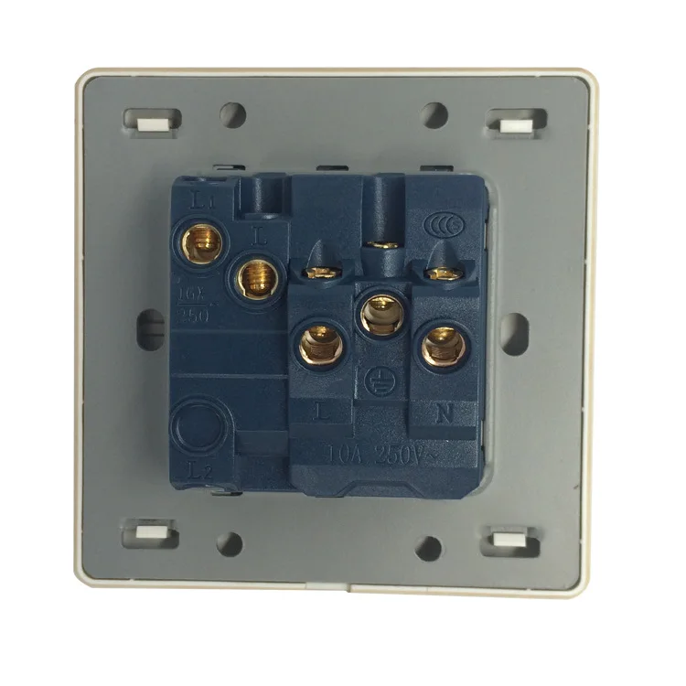 

Home Wall Switch Socket, 86 Type Concealed Large Plate Champagne Gold, Five Holes Open A Single Control Socket, 10A PC 220V