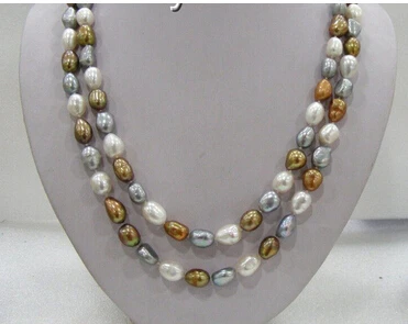 

Genuine luster 48"12mm baroque white coffee gray natural cultured pearls necklac Factory Wholesale price Women Giftword Jewelry