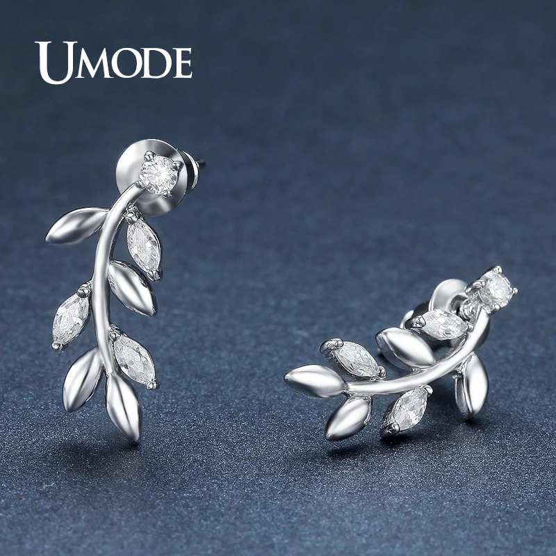 Женские серьги-гвоздики UMODE белый золотой Рождественский подарок с фианитами в