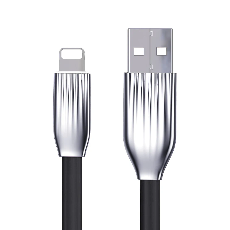Cafele светильник ing USB кабель для iPhone X Xr Xs Max 8 7 6s Plus с белым светодиодный светильник 120 см плоский 8-контактный usb-кабель для зарядного устройства iPhone - Цвет: Черный