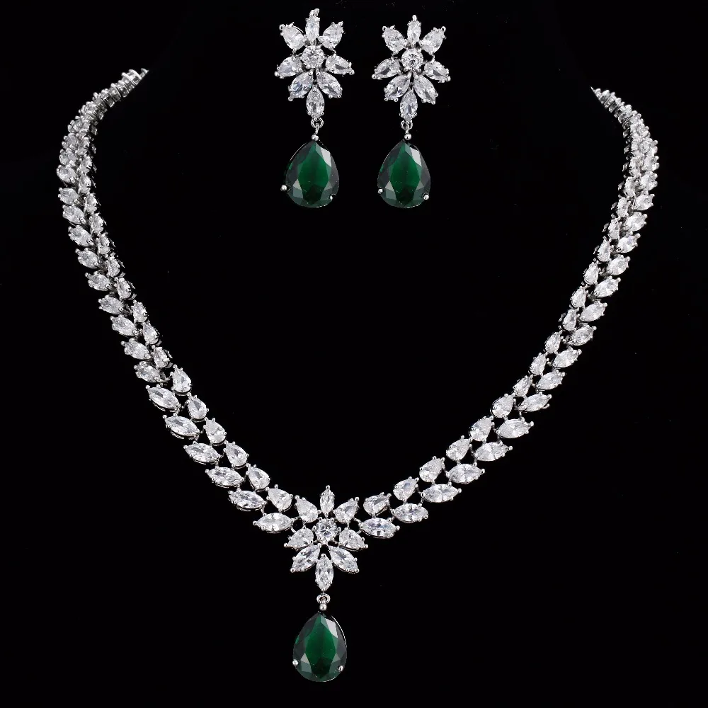 GMGYQ Kleur Beste Kwaliteit Блестящий Кристалл Zirkoon Oorbellen En Kettng Sieraden набор трууюрк банкетные