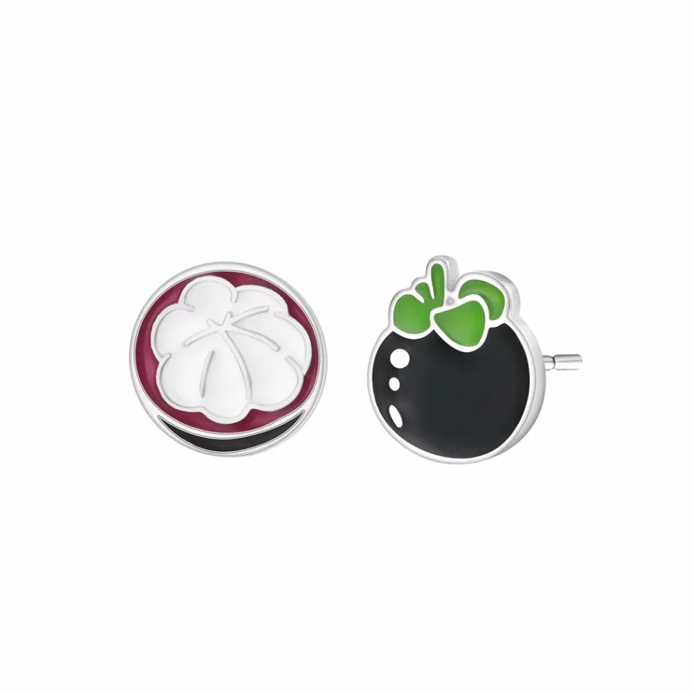 QIAMNI Handmade Watercolor Mangosteen Stud Earrings Women Cartoon Fruit Earring for Kids Birthday Jewelry Gift Brinco Pendientes | Украшения