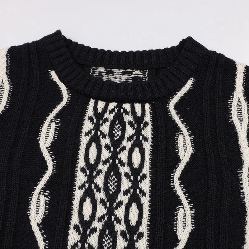JOYDU Vintage Wool Pullover 2018 Designer Winter Sweater Women Jersey Knit Sweaters Black White Crochet Block Jumper casaco | Женская
