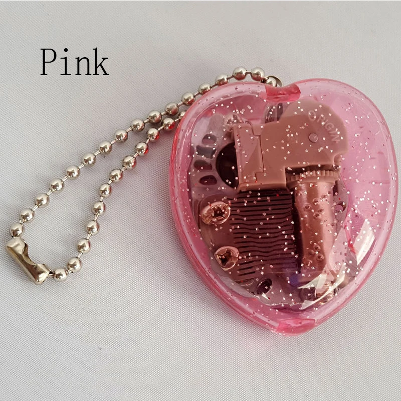 Pink Новая мини-музыкальная шкатулка для ключей, акриловая музыкальная шкатулка в форме сердца, подарок для девочки, замок в небе, музыкальная мелодия - Цвет: Pink