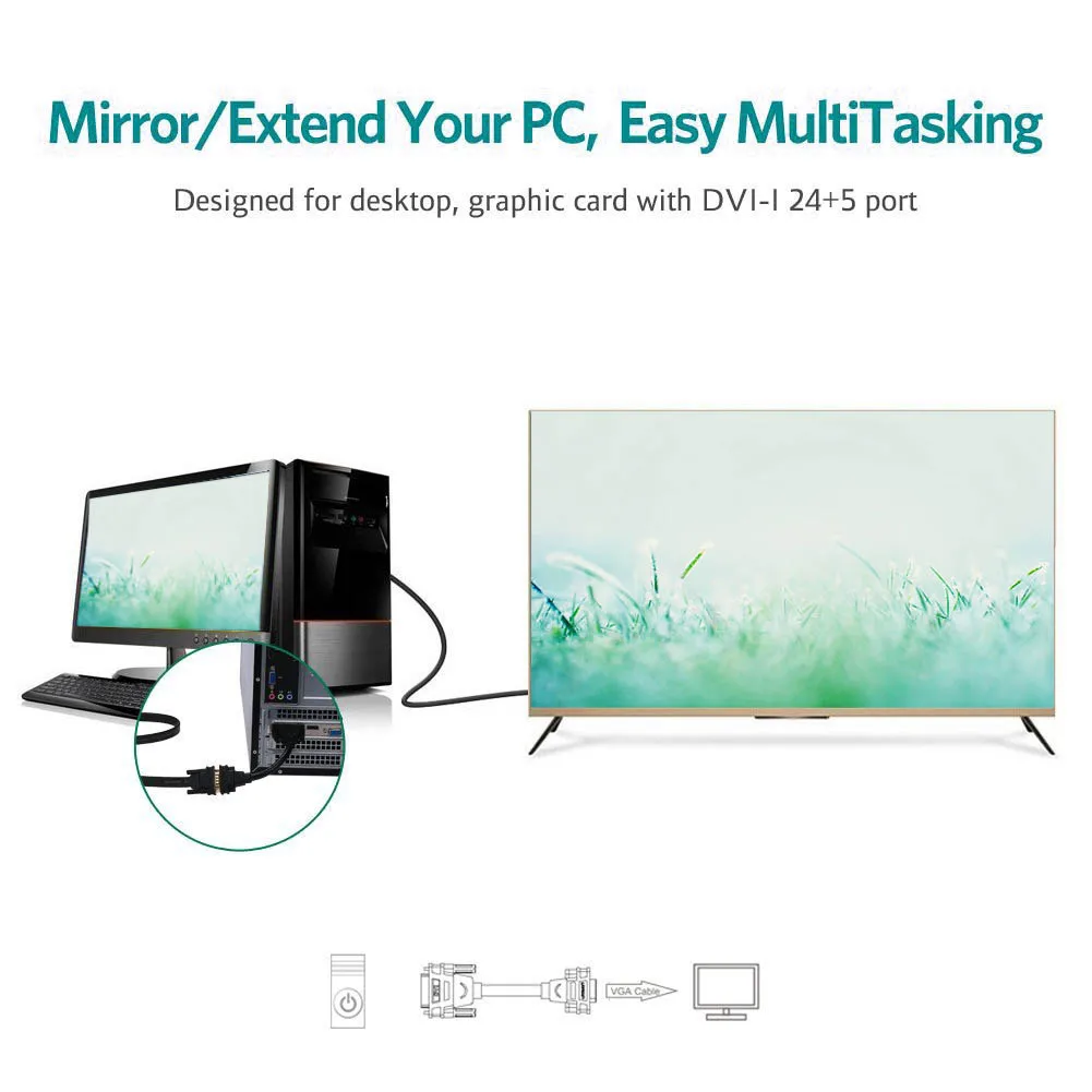 

0.2m DVI Male to VGA Female Monitor Cable from Laptop PC Host Graphics Card to Monitor Display UY8