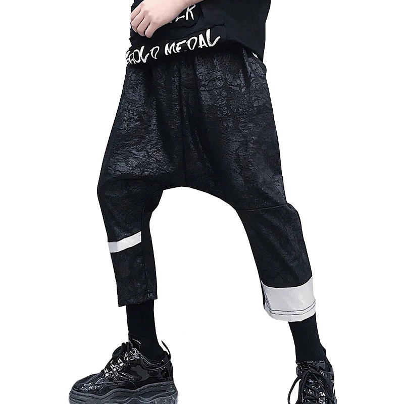 

M-XL!!Diablo designer summer old paint black and white stitching hip hop low-grade pants trousers seven points harem pants.