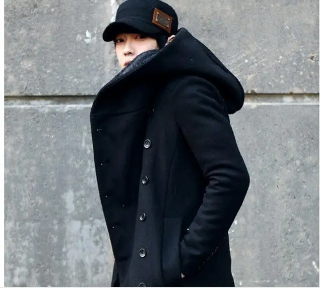 Европейское и американское мужское осеннее зимнее шерстяное пальто куртка