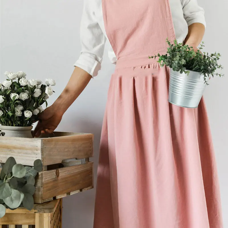 2019 Skirt Apron Brief Nordic Cotton Linen Coffee Shops And Flower Work Cleaning Aprons For Woman Washing | Дом и сад