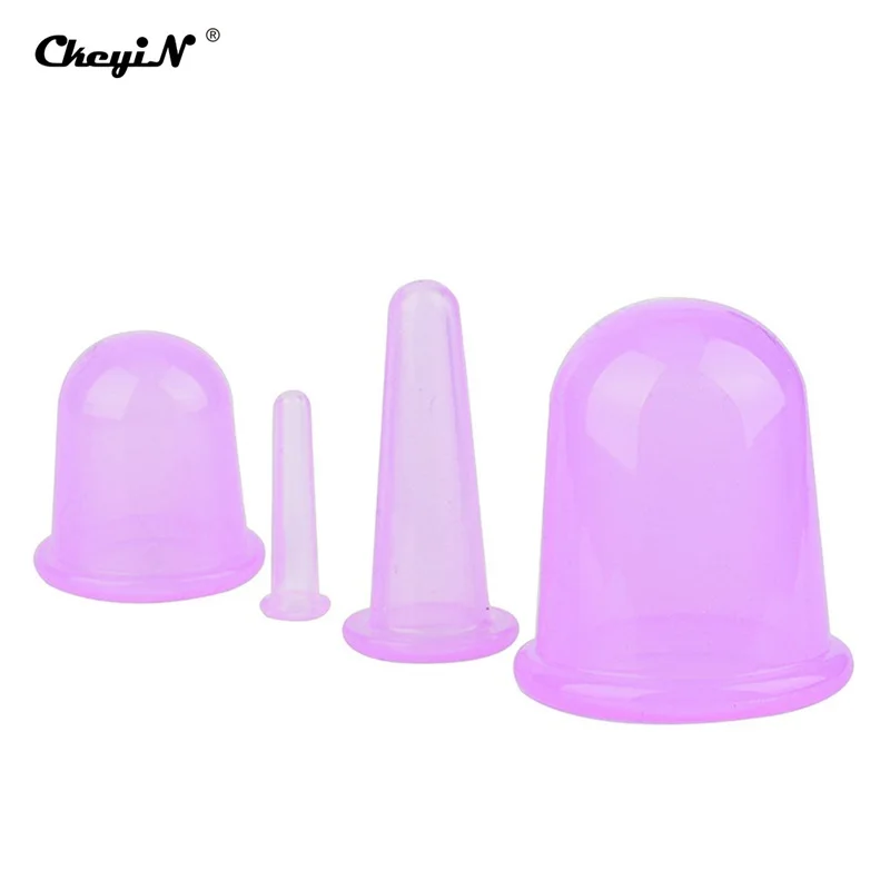 4 шт. силиконовая чашка для терапии лица шеи спины глаз массажа вакуум